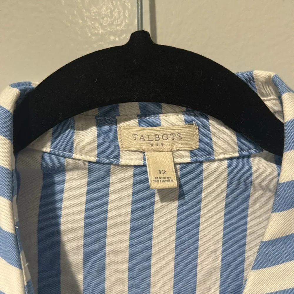 Talbots Women's Dress Blue and White Striped Midi Summer New With Tags Sz 12 - Picture 2 of 11